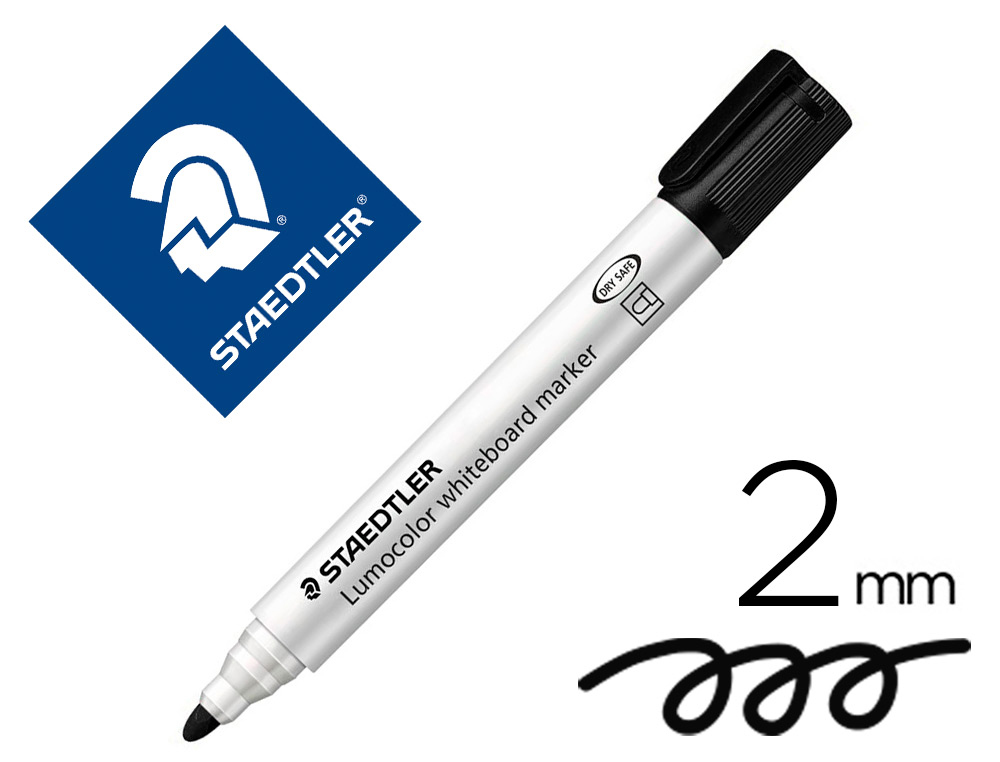 ROTULADOR STAEDTLER LUMOCOLOR 351 PARA PIZARRA BLANCA PUNTA REDONDA 2 MM RECARGABLE COLOR NEGRO