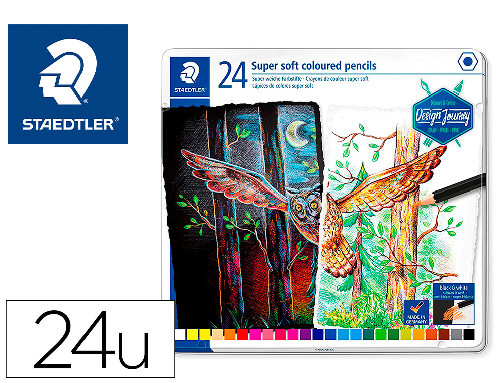 LAPICES DE COLORES STAEDTLER SUPER SOFT CAJA METAL DE 24 COLORES SURTIDOS