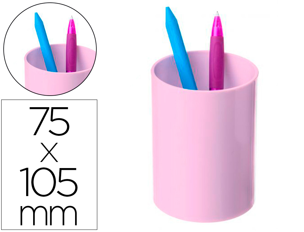 CUBILETE PORTALAPICES ARCHIVO 2000 ROSA PASTEL OPACO PLASTICO 100% RECICLADO DIAMETRO 75 MM ALTO 105 MM