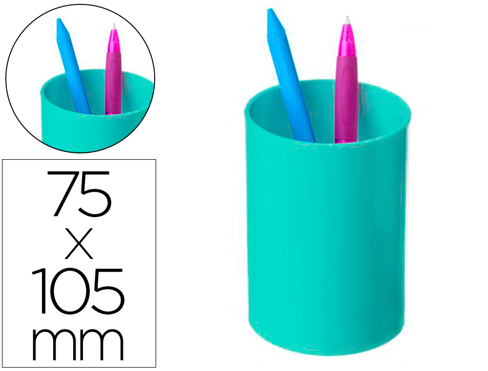 CUBILETE PORTALAPICES ARCHIVO 2000 VERDE PASTEL OPACO PLASTICO 100% RECICLADO DIAMETRO 75 MM ALTO 105 MM