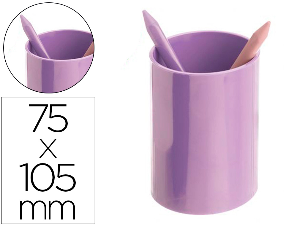 CUBILETE PORTALAPICES ARCHIVO 2000 MALVA PASTEL OPACO PLASTICO 100% RECICLADO DIAMETRO 75 MM ALTO 105 MM