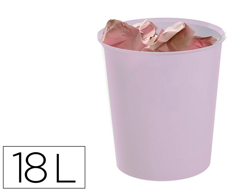 PAPELERA PLASTICO ARCHIVO 2000 ECOGREEN 100% RECICLADA 18 LITROS COLOR MALVA PASTEL