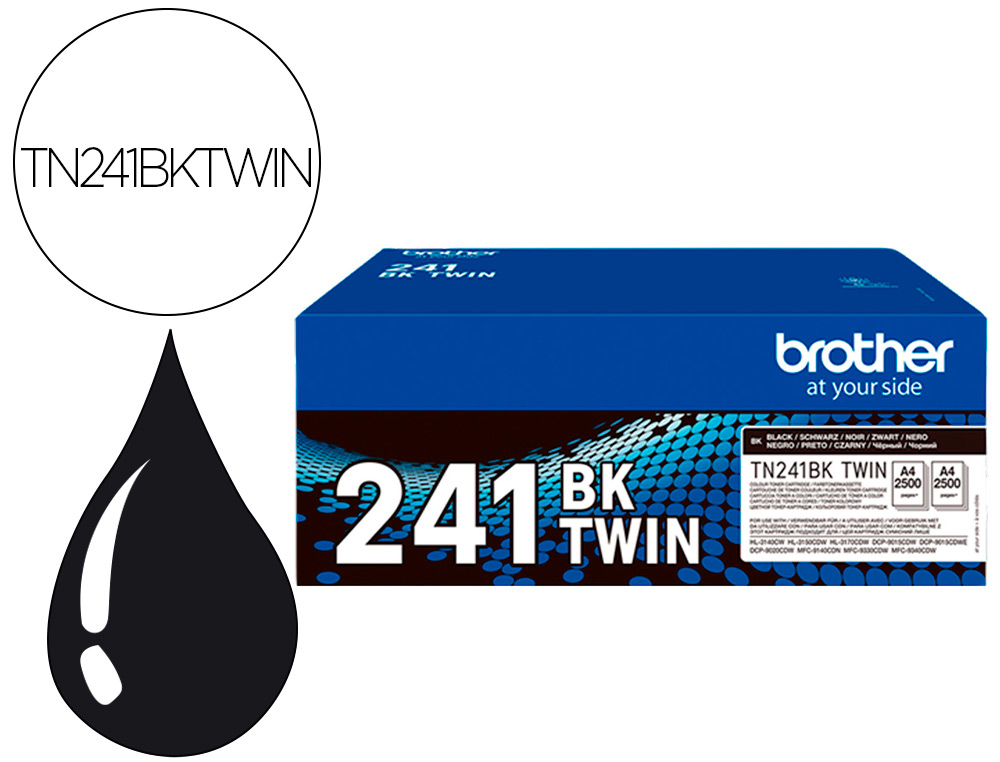 TONER BROTHER TN241BKTWIN HL3140 / 3170 / 3150 / DCP9020 / MFC9140 / 9330 / 9340 NEGRO 2500 PAGINAS PACK