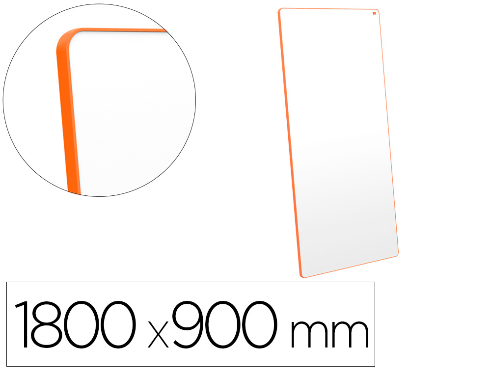 PIZARRA BLANCA NOBO MOVE&MEET EXTRAIBLE Y PORTATIL MARCO NARANJA DOBLE CARA MAGNETICA 1800X900 MM