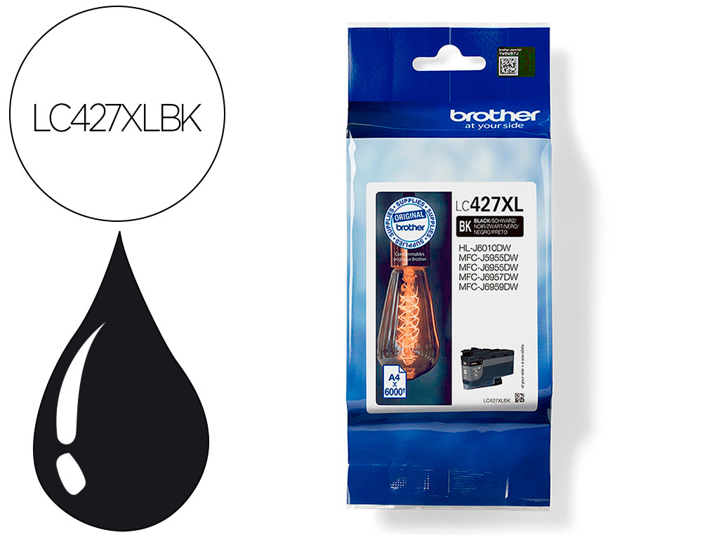 INK-JET BROTHER LC427XLBK MFCJ5955DW / 6955DW NEGRO ALTA CAPACIDAD 6000 PAGINAS