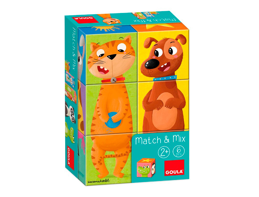 PUZLE GOULA CUBOS DE CARTON APILABLES MATCH&amp;MIX 6 PIEZAS