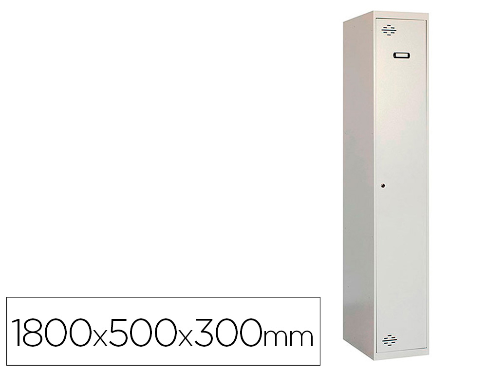TAQUILLA METALICA SIMONRACK 1 PUERTA CON CERRADURA MONTADA RESPIRADERO Y ETIQUETERO GRIS/GRIS 1800X500X300 MM