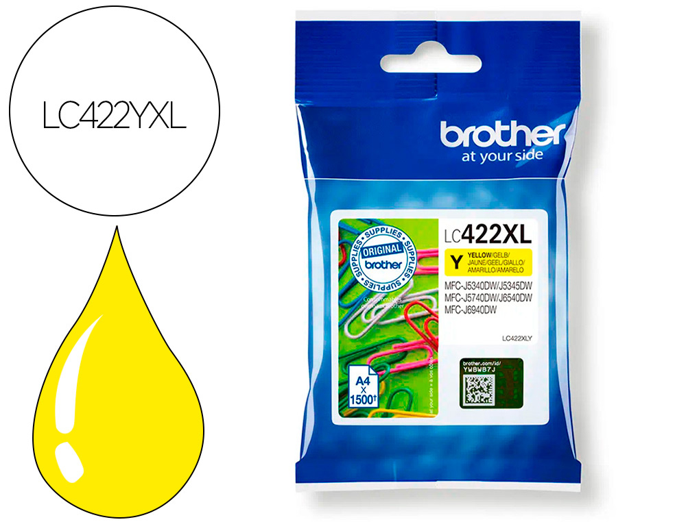 INK-JET BROTHER LC-422XLY YELLOW MFC-J5340DW / MFC-J5740DW / MFC-J6540DW / MFC-J6940DW 1500 PAGINAS