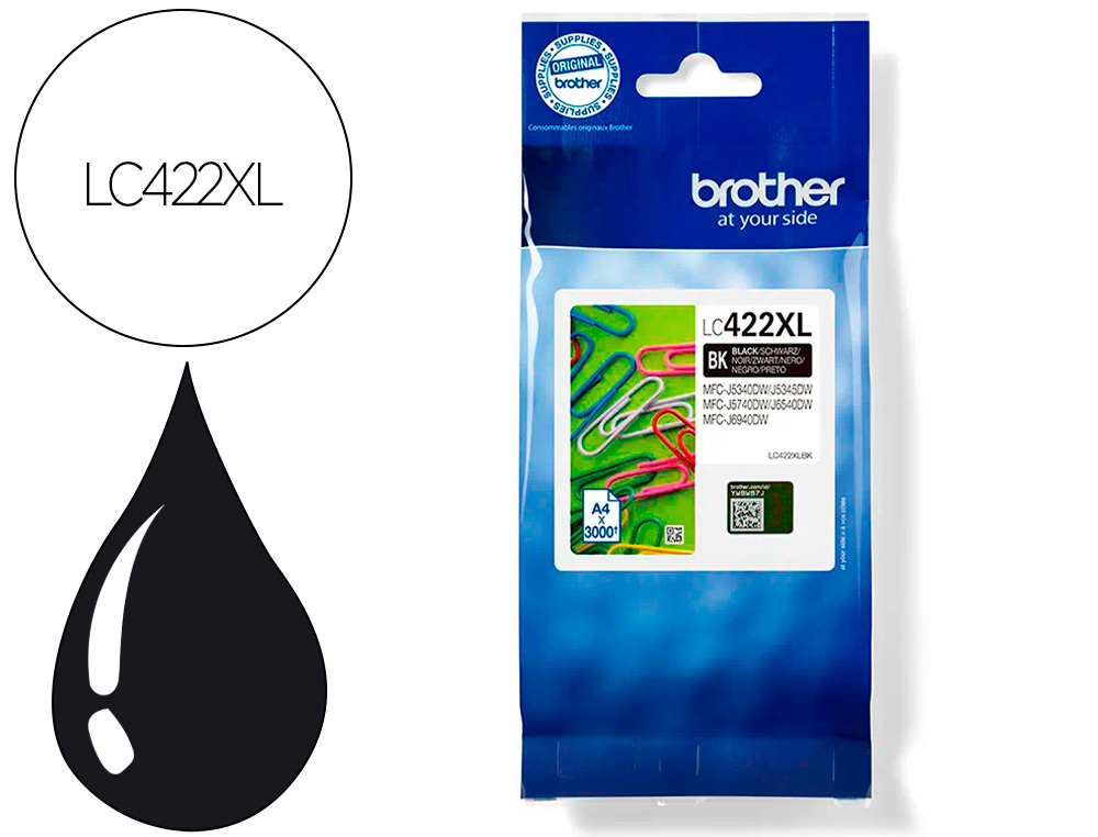 INK-JET BROTHER LC-422XLBK NEGRO MFC-J5340DW / MFC-J5740DW / MFC-J6540DW / MFC-J6940DW 3000 PAGINAS