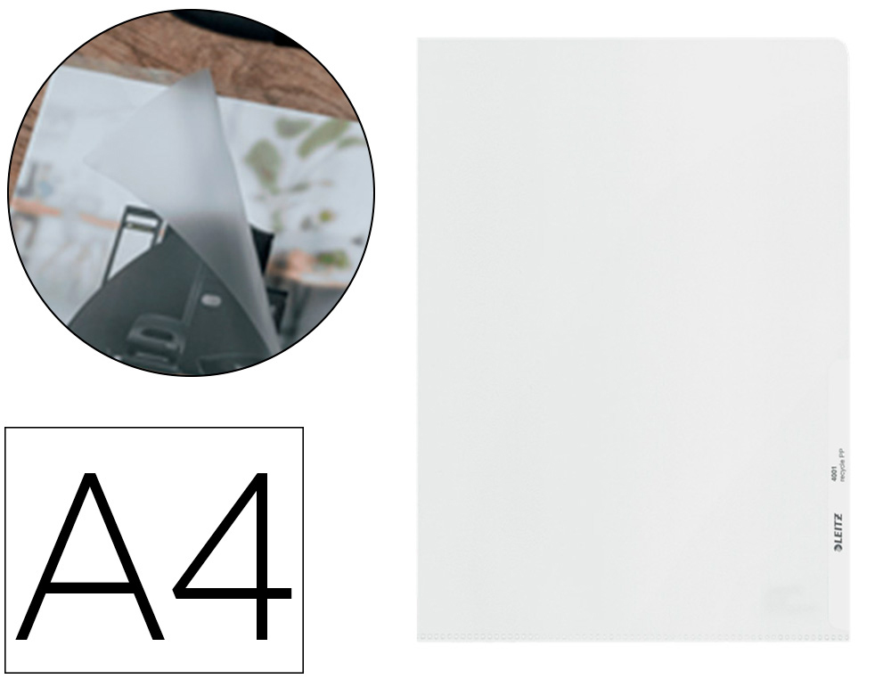 CARPETA DOSSIER UÑERO LEITZ RECYCLE DIN A4 POLIPROPILENO 140 MC TRANSPARENTE BOLSA DE 25 UNIDADES