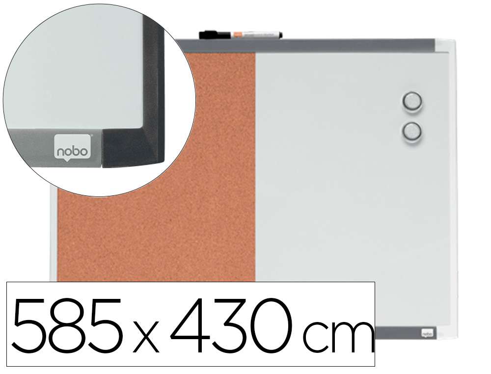 PIZARRA BLANCA NOBO MAGNETICA CON TABLERO DE CORCHO 585X430 MM