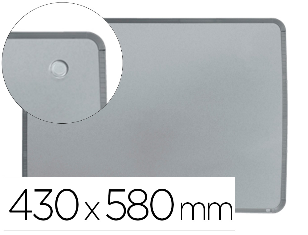 PIZARRA NOBO MAGNETICA PARA EL HOGAR ACERO MARCO SLIM PLATA 430X580 MM