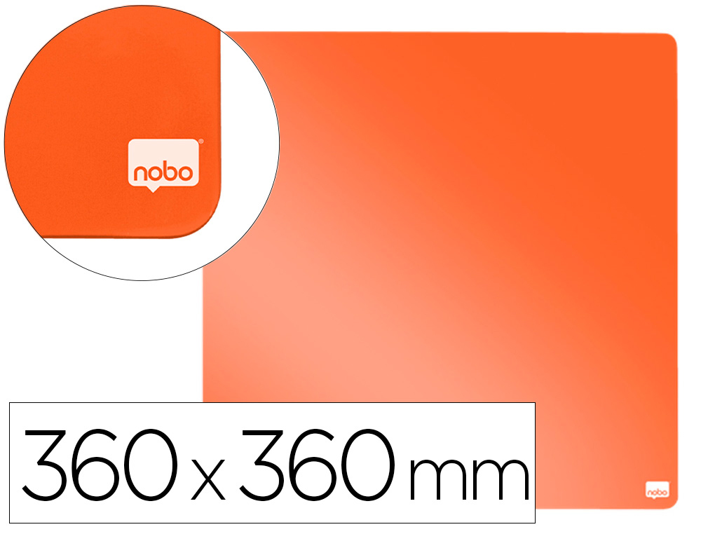PIZARRA NOBO MAGNETICA PARA EL HOGAR COLOR NARANJA 360X360 MM