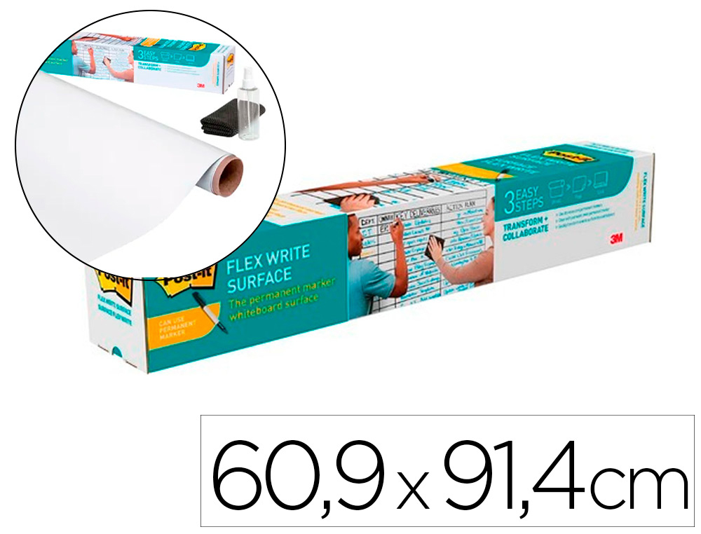 PIZARRA BLANCA POST-IT SUPER STICKY FLEX ADHESIVA REMOVIBLE ROLLO 60,9X91,4 CM