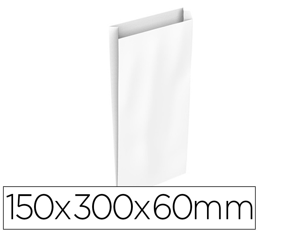 SOBRE PAPEL BASIKA CELULOSA BLANCO CON FUELLE S 150X300X60 MM PAQUETE DE 25 UNIDADES