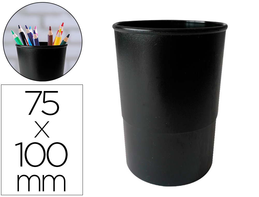 CUBILETE PORTALAPICES LIDERPAPEL ECOUSE 100% PLASTICO RECICLADO DIAMETRO 75 MM NEGRO