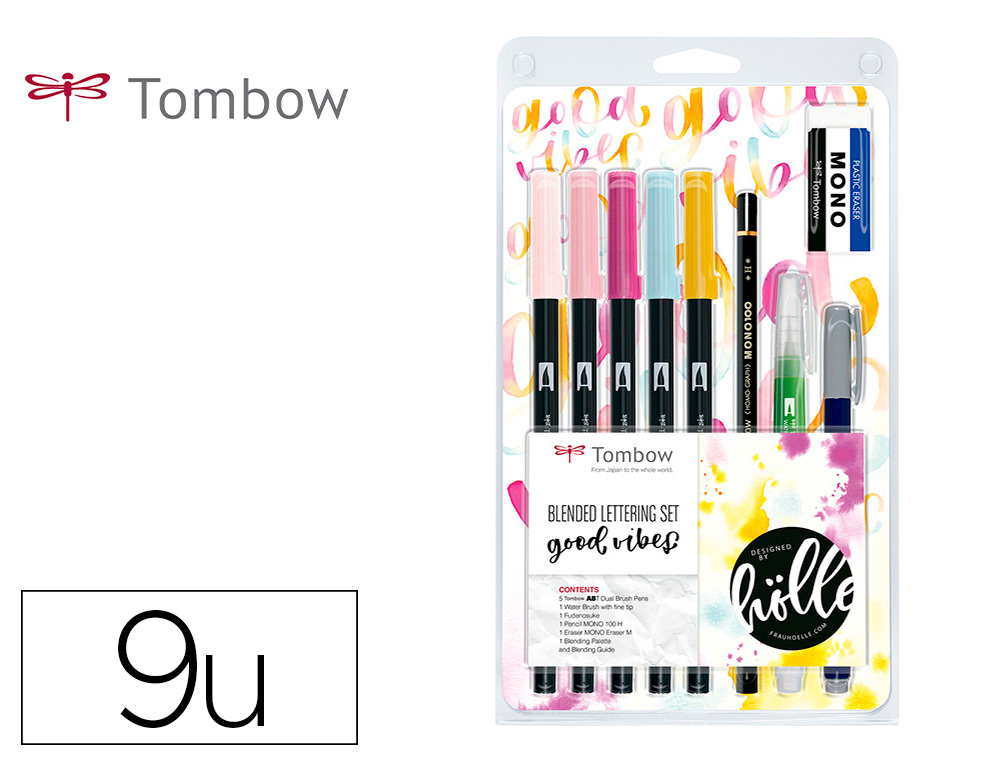 SET DE CALIGRAFIA TONBOW BLENDED LETTERING GOOD VIBES 9 PIEZAS