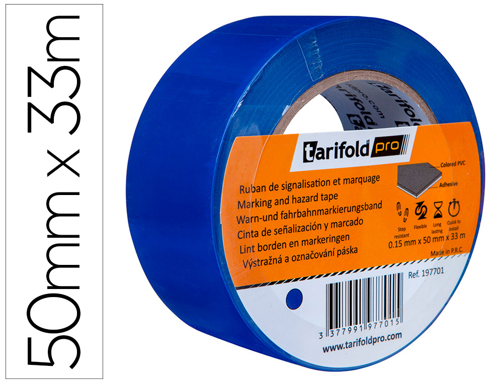 CINTA ADHESIVA TARIFOLD PARA MARCAJE Y SEÑALIZACION DE SUELO 33 MT X 50 MM COLOR AZUL