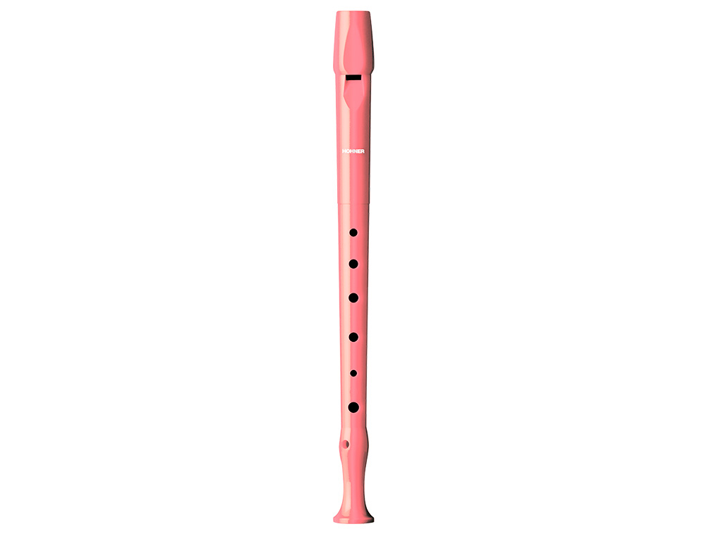 FLAUTA HOHNER 9508 COLOR CORAL FUNDA VERDE Y TRANSPARENTE