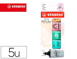 [07/05-29-10] ROTULADOR STABILO BOSS MINI PASTEL LOVE ESTUCHE DE 5 UNIDADES COLORES SURTIDOS