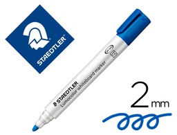[351-3] ROTULADOR STAEDTLER LUMOCOLOR 351 PARA PIZARRA BLANCA PUNTA REDONDA 2 MM RECARGABLE COLOR AZUL