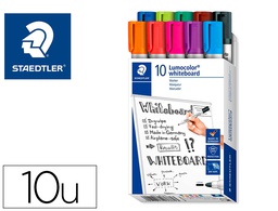 [351 B10] ROTULADOR STAEDTLER LUMOCOLOR 351 PARA PIZARRA BLANCA PUNTA REDONDA 2 MM RECARGABLE CAJA DE 10 UNIDADES COLORES