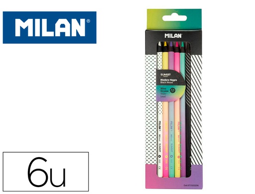 [071522206] LAPICES DE COLORES MILAN SUNSET MINA GRUESA 3,5 MM CAJA DE 6 UNIDADES COLORES SURTIDOS