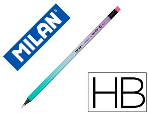 [071622724] LAPICES DE GRAFITO MILAN SUNSET HB MADERA NEGRA DE TILO CON GOMA DE BORRAR COLORES SURTIDOS