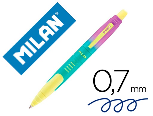 [176568920SN] BOLIGRAFO MILAN COMPACT SUNSET RETRACTIL TINTA AZUL PUNTA 1 MM COLORES SURTIDOS
