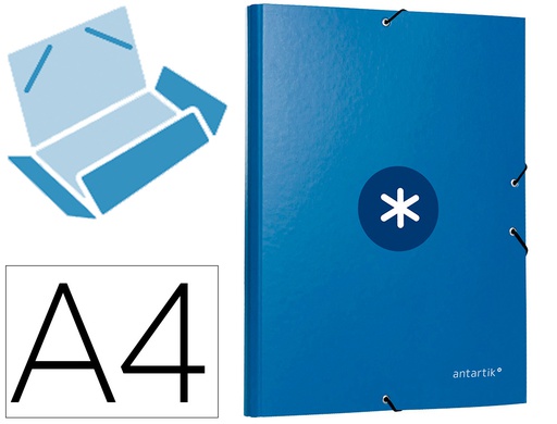 [AW80] CARPETA ANTARTIK GOMAS A4 3 SOLAPAS CARTON FORRADO COLOR AZUL MARINO
