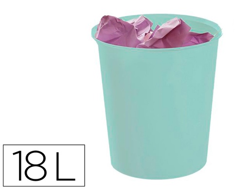 [2001 VE PS] PAPELERA PLASTICO ARCHIVO 2000 ECOGREEN 100% RECICLADA 18 LITROS COLOR VERDE PASTEL