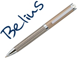 [BB224] BOLIGRAFO BELIUS MUNICH DORADO CUERPO ACERO INOXIDABLE CON TEXTURA TINTA AZUL EN ESTUCHE