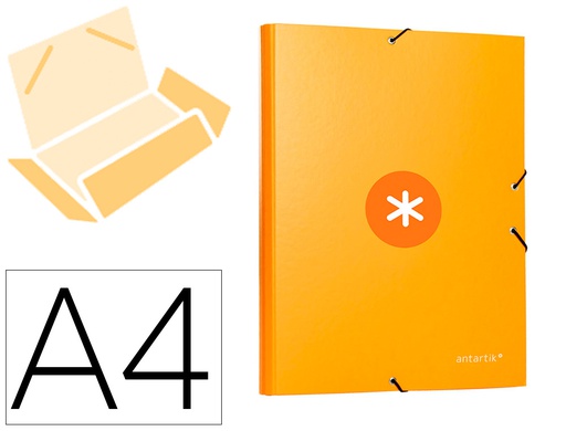 [KA56] CARPETA ANTARTIK GOMAS TRES SOLAPAS CARTON FORRADO A4 COLOR MOSTAZA