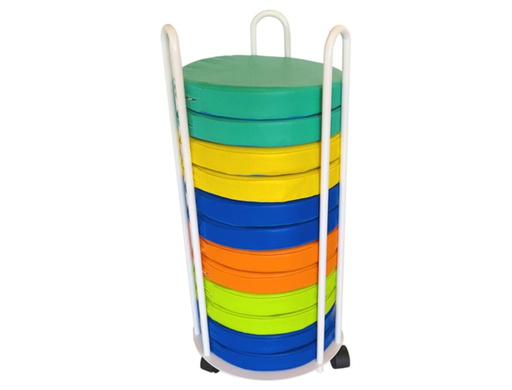 [985B] CARRO PORTACOJINES SUMO DIDACTIC + 12 PUFS COLORES SURTIDOS 35/40 CM DIAMETRO X 82 CM