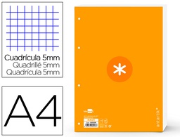 [RX04] RECAMBIO LIDERPAPEL A4 ANTARTIK 80 HOJAS 90G/M2 CUADRO 5 MM 4 TALADROS 1 BANDA MARCO COLOR MOSTAZA