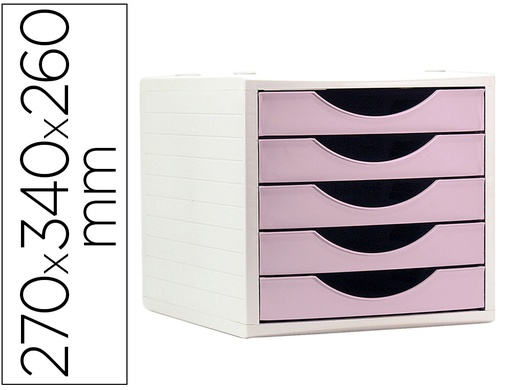 [4005 RS PS] FICHERO CAJONES DE SOBREMESA ARCHIVO 2000 5 CAJONES COLOR ROSA PASTEL 270X340X260 MM