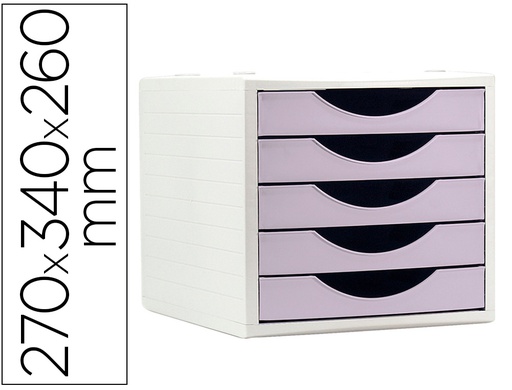 [4005 ML PS] FICHERO CAJONES DE SOBREMESA ARCHIVO 2000 5 CAJONES COLOR LAVANDA PASTEL 270X340X260 MM
