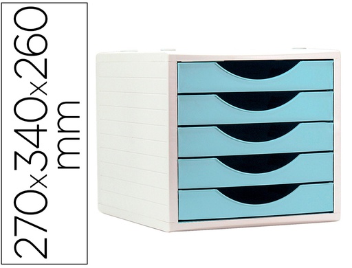 [4005 AZ PS] FICHERO CAJONES DE SOBREMESA ARCHIVO 2000 5 CAJONES COLOR AZUL PASTEL 270X340X260 MM