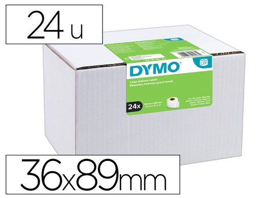 [S0722390] ETIQUETA ADHESIVA DYMO LABELWRITER PARA DIRECCION 36X89 MM BLANCA PACK DE 24 ROLLOS