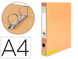 [AY49] CARPETA DE 2 ANILLAS 25 MM MIXTAS LIDERPAPEL A4 FORRADO COLOR SYSTEM CON OLLAO Y TARJETERO MELOCOTON