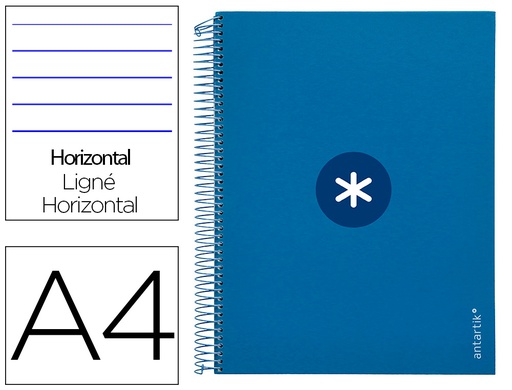 [KH02] CUADERNO ESPIRAL A4 MICRO ANTARTIK TAPA FORRADA 120H 90 GR HORIZONTAL 5 BANDAS 4 TALADROS COLOR AZUL OSCURO