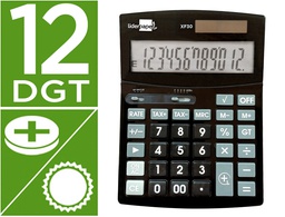 [XF30] CALCULADORA LIDERPAPEL SOBREMESA XF30 12 DIGITOS TASAS SOLAR Y PILAS COLOR NEGRO 190X140X30 MM