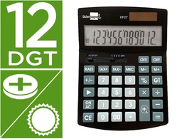 [XF27] CALCULADORA LIDERPAPEL SOBREMESA XF27 12 DIGITOS TASAS SOLAR Y PILAS COLOR NEGRO 155X115X25 MM