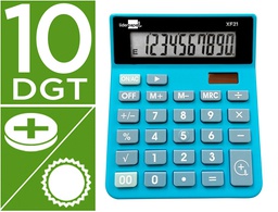 [XF21] CALCULADORA LIDERPAPEL SOBREMESA XF21 10 DIGITOS SOLAR Y PILAS COLOR AZUL 127X105X24 MM