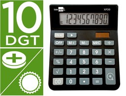 [XF20] CALCULADORA LIDERPAPEL SOBREMESA XF20 10 DIGITOS SOLAR Y PILAS COLOR NEGRO 127X105X24 MM
