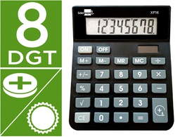 [XF16] CALCULADORA LIDERPAPEL SOBREMESA XF16 8 DIGITOS SOLAR Y PILAS COLOR NEGRO 127X105X24 MM