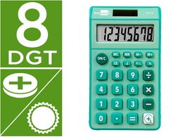 [XF13] CALCULADORA LIDERPAPEL BOLSILLO XF13 8 DIGITOS SOLAR Y PILAS COLOR VERDE 115X65X8 MM