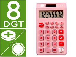 [XF12] CALCULADORA LIDERPAPEL BOLSILLO XF12 8 DIGITOS SOLAR Y PILAS COLOR ROSA 115X65X8 MM