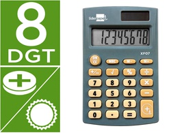 [XF07] CALCULADORA LIDERPAPEL BOLSILLO XF07 8 DIGITOS SOLAR Y PILAS COLOR GRIS 98X62X8 MM
