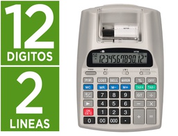 [XF38] CALCULADORA LIDERPAPEL IMPRESORA PANTALLA PAPEL 58 MM 12 DIGITOS IMPRESION BICOLOR BLANCA 225X158X56 MM
